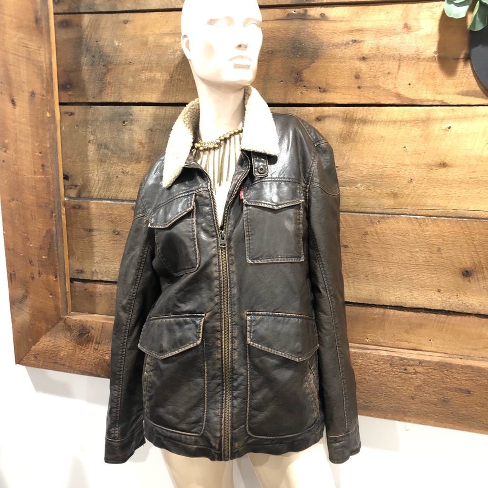 Vintage Levi’s Sherpa line faux leather jacket.